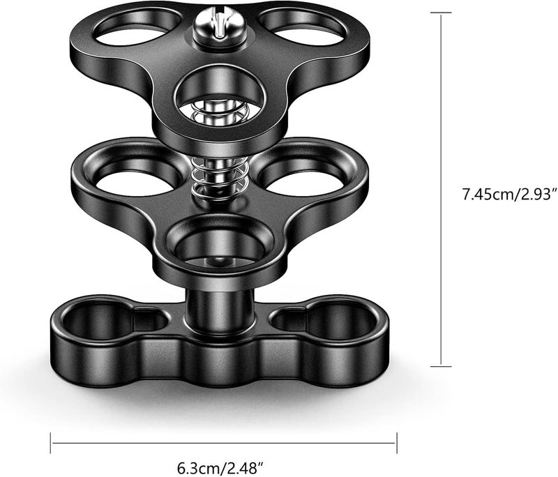 Seafrogs 2PCS Triple Ball Clamp Diving Camera Bracket Aluminum Spring Flashlight Clamp for Diving Underwater Photography System CP-4 - Image 2